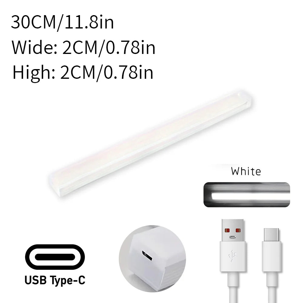 USB Type C Rechargeable Motion Sensor LED Bar Light Induction Night Light Portable for Kitchen Bedside Wardrobe Closet Aisle