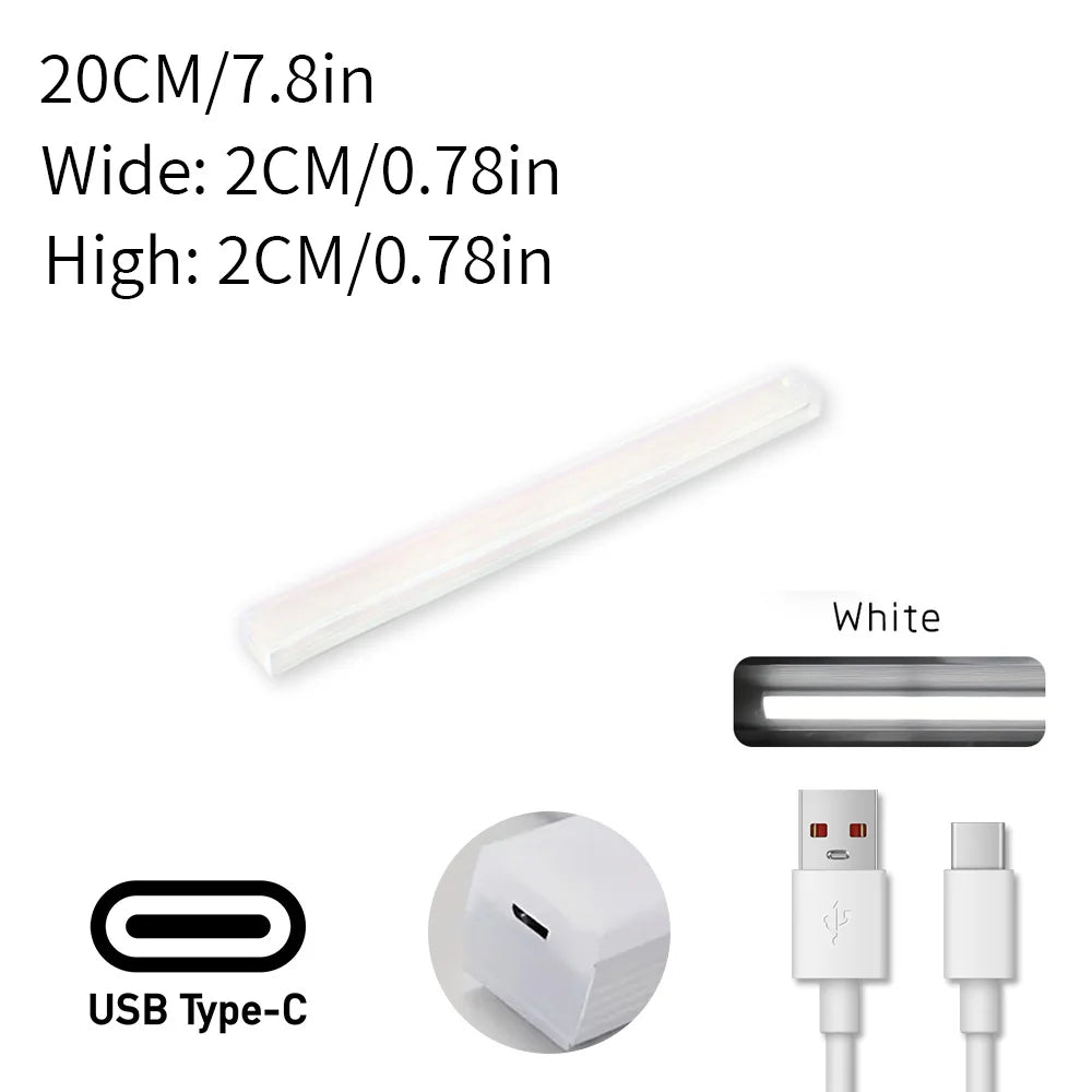 Cabinet Light USB Rechargeable Motion Sensor LED Bar Light Induction Night Light Portable for Kitchen Bedside Wardrobe Closet
