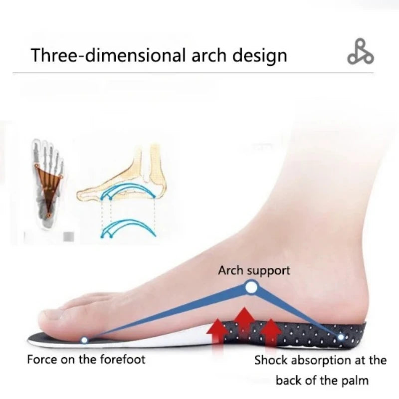 Cuttable Breathable Orthotic Arch Support Shoe Insoles for Men Women Soft Running Cushion Memory Gel Pad with Sweat Absorption