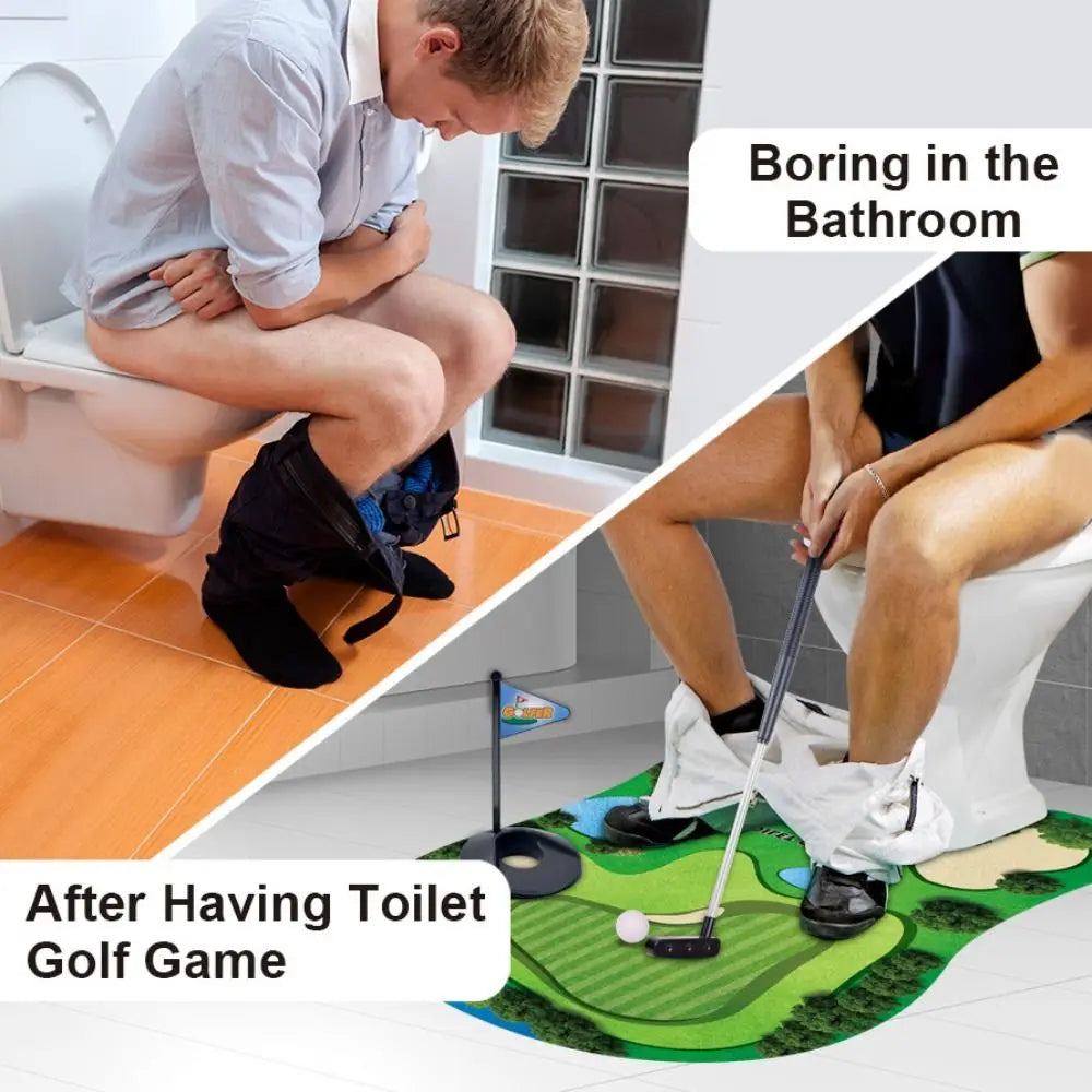 Golf Accessories Mini Toilet Golf Game Funny Creative Mini Golf Practice Set Green Felt Relax Golf Sport Set Children's Toy