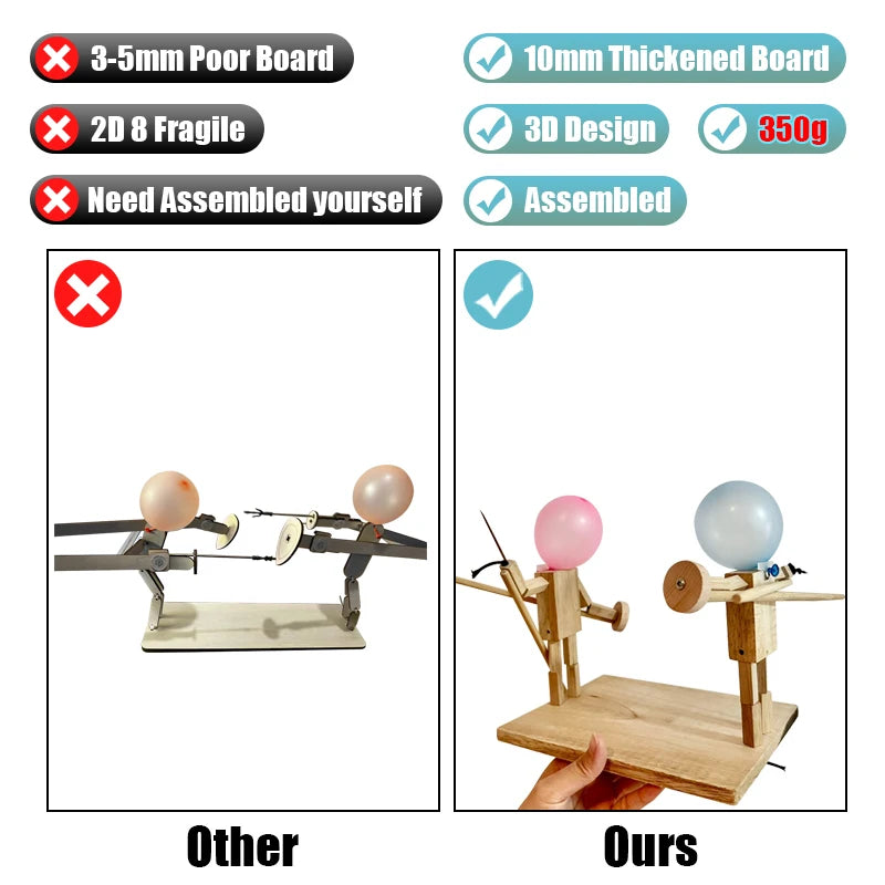 Balloon Bamboo Man Battle Thickened Version Bamboo Man Fencing Puppets Battle Game for 2 Players Whack A Balloon Party Home