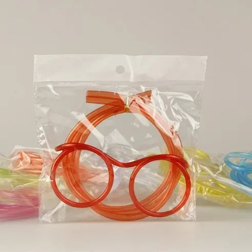 Funny Soft Glasses Straw Baby Flexible Drinking Tube Kids Crazy DIY Straws Creative Toys Children Birthday Party Toy Accessories